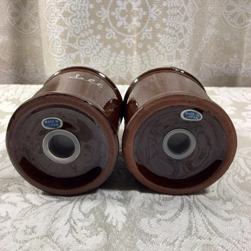 Vintage Brown Milk Can Salt and Pepper Shakers - Made in Japan